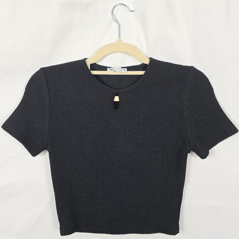 Zara Cropped Basics Bundle | Black Short Sleeve + Blue Sleeveless Top M - Picture 3 of 7